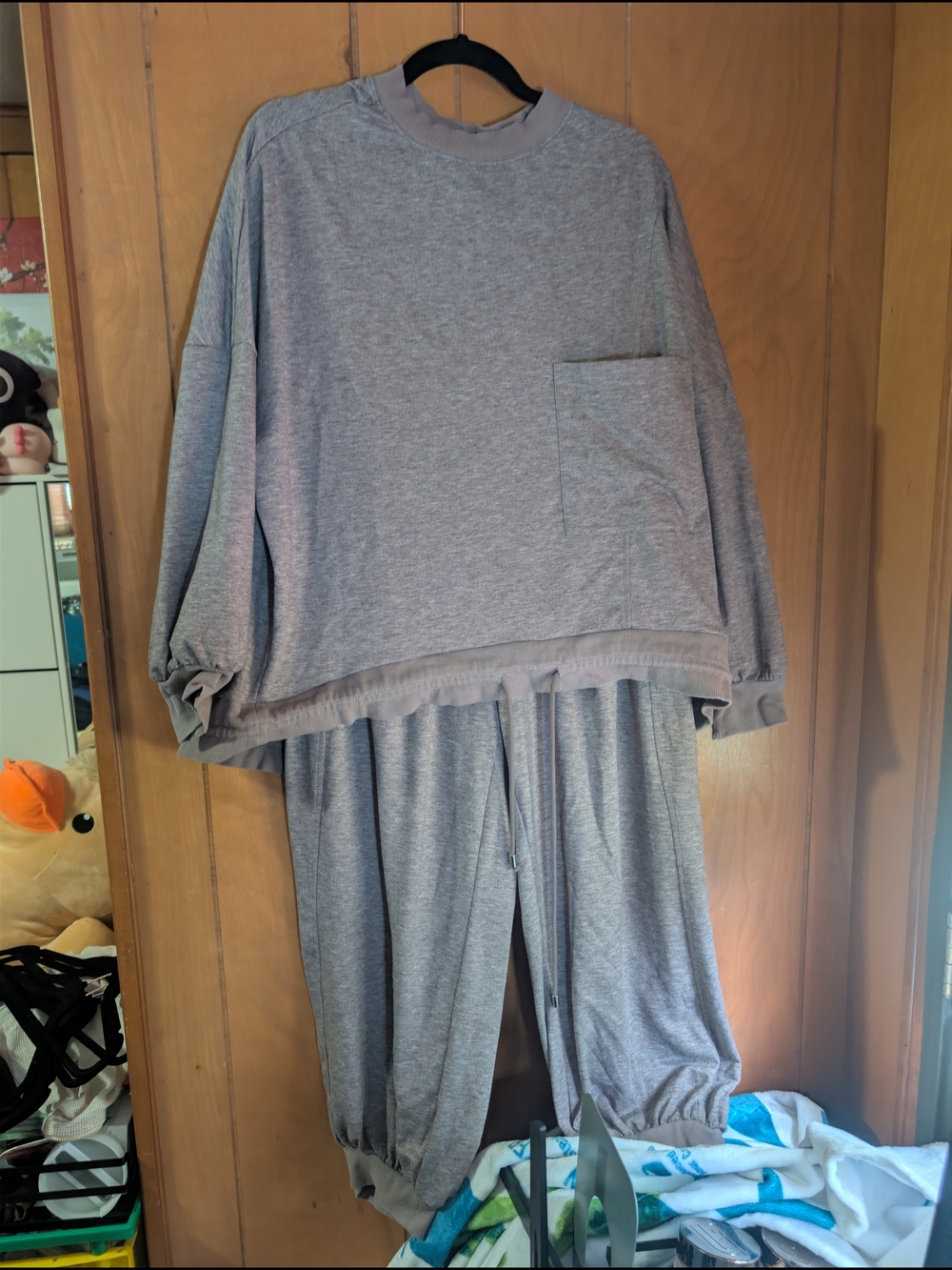 SHEIN Grayish Maroon Women's Cozy Pajama Set